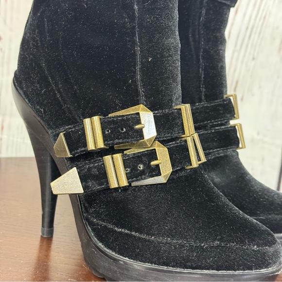 Jeffrey Campbell x LF  Crushed Velvet Buckled Boots Vintage Gothic look 7 GuC - Picture 4 of 16